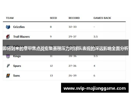 即将到来的意甲焦点战密集赛程压力对球队表现的深远影响全面分析